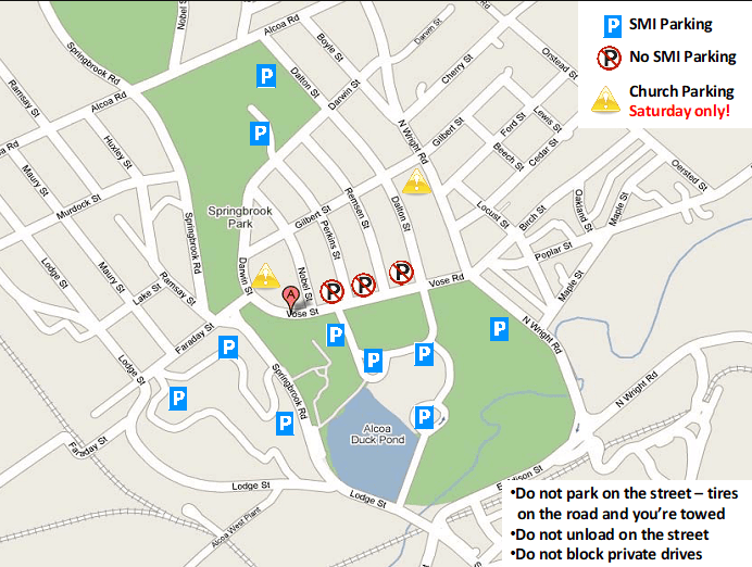 Designated parking areas for the Smoky Mountain Invitational